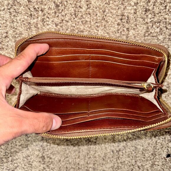 Michael Kors Jet Set Continental Large Khaki/Brown Top Zip Wallet Clutch - Picture 3 of 6